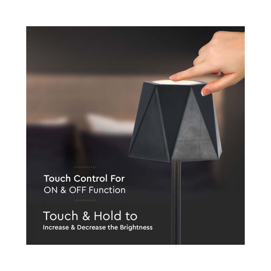 LED dimmbare wiederaufladbare Touch-Tischlampe LED/4W/5V 3000-6000K 1800 mAh schwarz