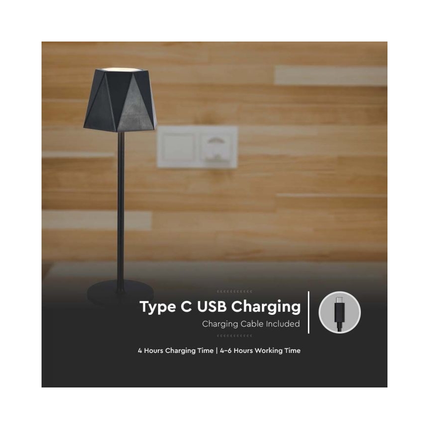 LED dimmbare wiederaufladbare Touch-Tischlampe LED/4W/5V 3000-6000K 1800 mAh schwarz