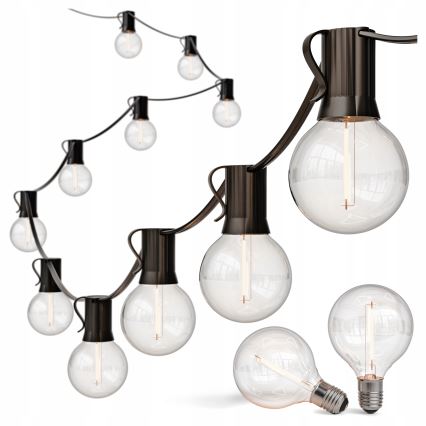 Dimmbare LED-Außen-Dekorations-Lichterkette 25xE12/1W/24/230V 17,5 m IP65 schwarz + Fernbedienung