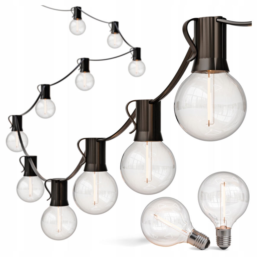 Dimmbare LED-Außen-Dekorations-Lichterkette 25xE12/1W/24/230V 17,5 m IP65 schwarz + Fernbedienung