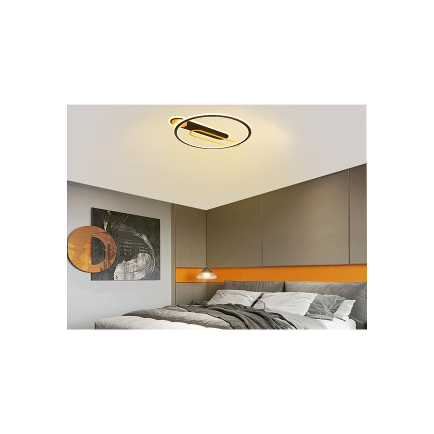 LED dimmbare Deckenleuchte LED/60W/230V 3000-6500K Schwarz + Fernbedienung