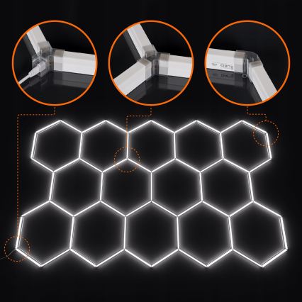 LED-dimmbare Deckenleuchte HEXAGON LED/456W/85-265V 5000K 234x420 cm CRI 90 IP54 weiß