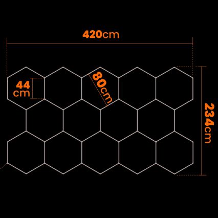 LED-dimmbare Deckenleuchte HEXAGON LED/456W/85-265V 5000K 234x420 cm CRI 90 IP54 weiß
