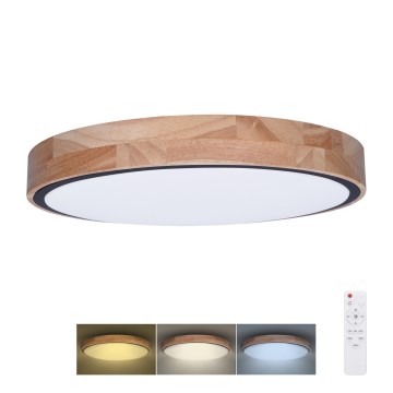 LED-dimmbare Deckenleuchte IRON OAK LED/48W/230V 3000-6500K Eiche Ø 40 cm + Fernbedienung