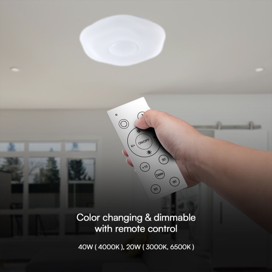 LED dimmbare Deckenleuchte LED/40W/230V 3000-6500K 40 cm weiß + Fernbedienung