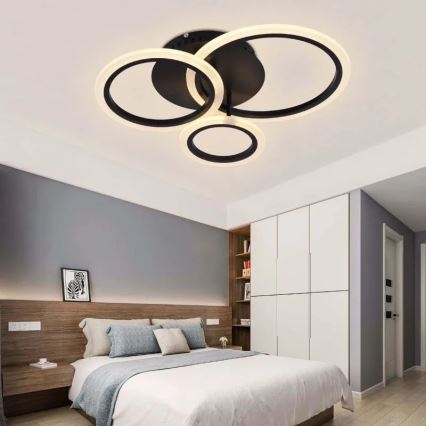 LED Dimmbarer Deckenleuchter LED/40W/230V 3000-6500K Schwarz + Fernbedienung