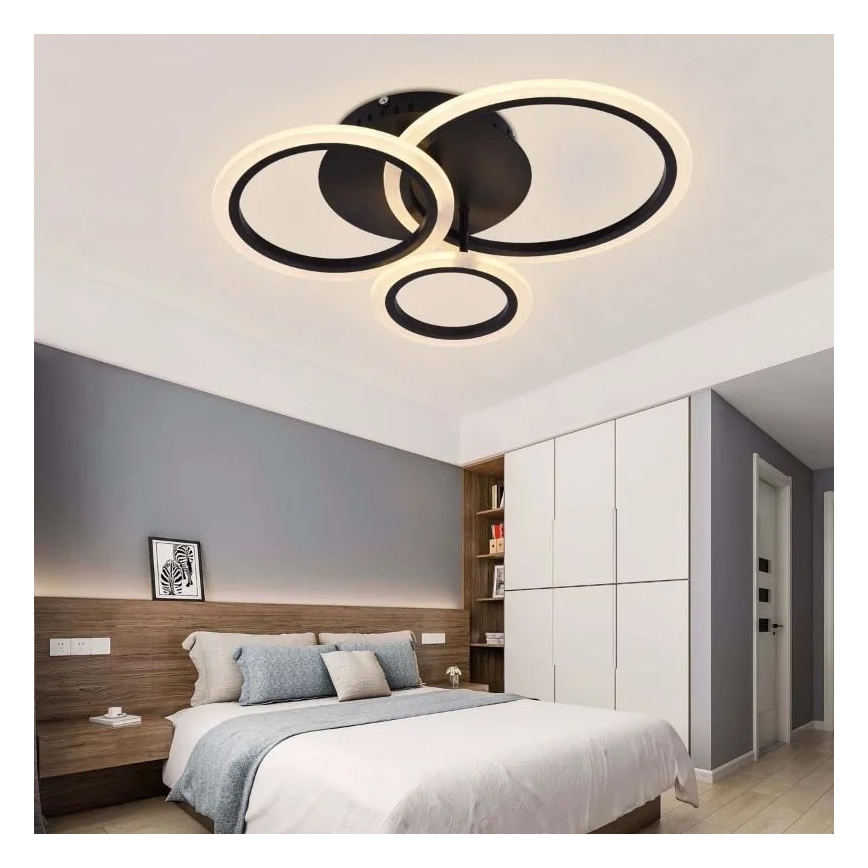 LED Dimmbarer Deckenleuchter LED/40W/230V 3000-6500K Schwarz + Fernbedienung