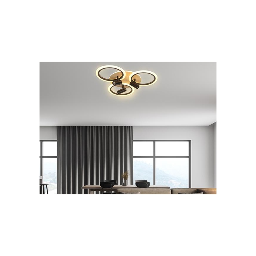 LED Dimmbares Deckenleuchte LED/70W/230V 3000-6500K Schwarz/Braun + Fernbedienung