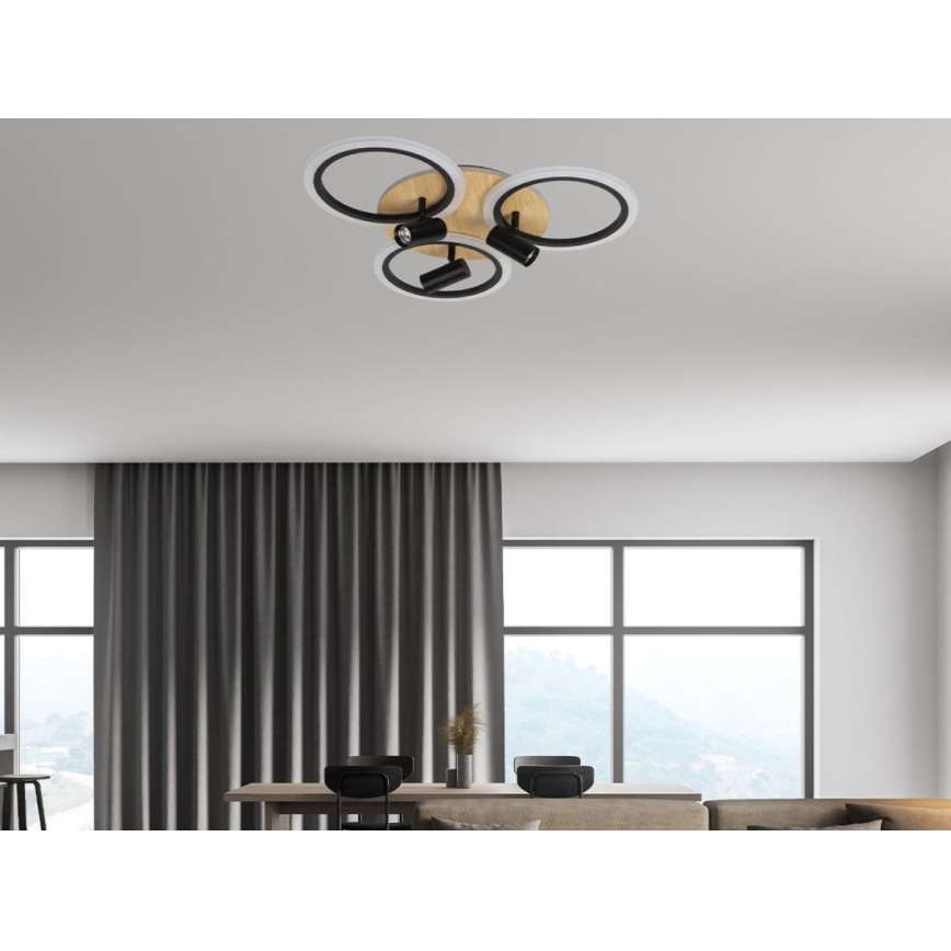 LED Dimmbares Deckenleuchte LED/70W/230V 3000-6500K Schwarz/Braun + Fernbedienung