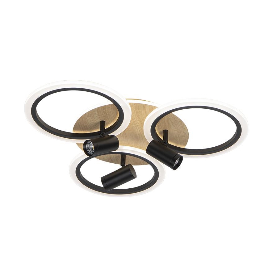 LED Dimmbares Deckenleuchte LED/70W/230V 3000-6500K Schwarz/Braun + Fernbedienung