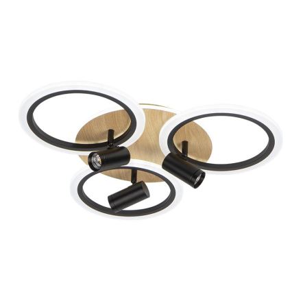 LED Dimmbares Deckenleuchte LED/70W/230V 3000-6500K Schwarz/Braun + Fernbedienung