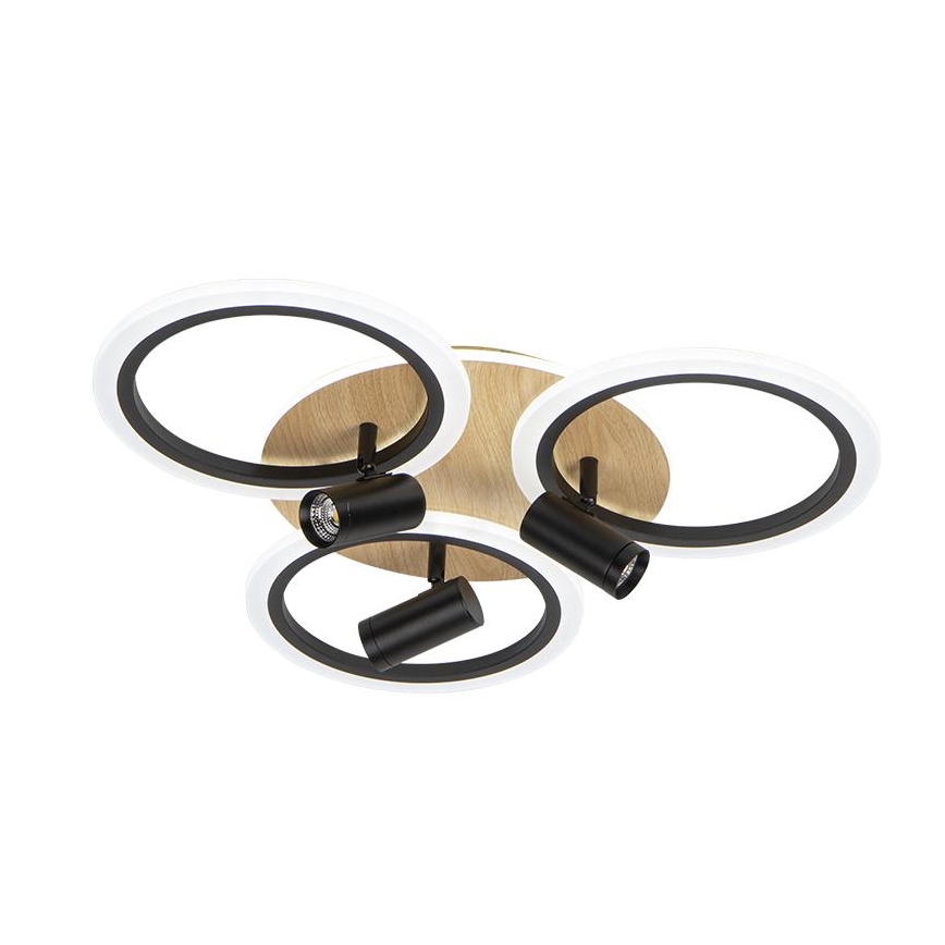 LED Dimmbares Deckenleuchte LED/70W/230V 3000-6500K Schwarz/Braun + Fernbedienung