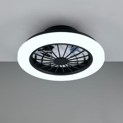 LED RGBW dimmbare Deckenleuchte mit Ventilator GHANA LED/24W/230V 3000-6500K weiß/schwarz + Fernbedienung