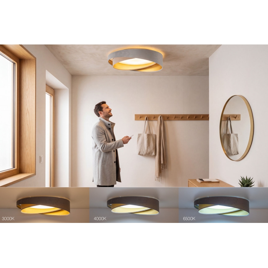 Dimmbare LED-Deckenleuchte SMART GALAXY MODERN LED/24W/230V 3000-6500K Ø 55 cm grau/beige/gold + Fernbedienung