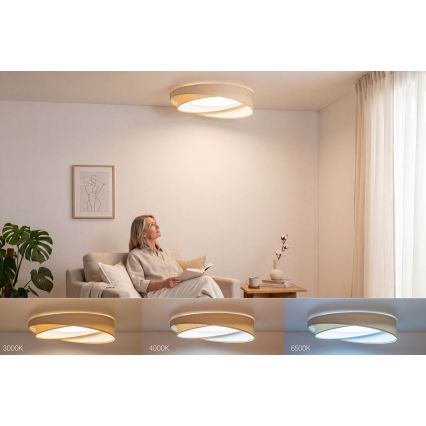 Dimmbare LED-Deckenleuchte SMART GALAXY MODERN LED/24W/230V 3000-6500K Ø 55 cm creme/weiß + Fernbedienung
