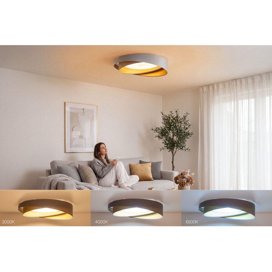 LED-dimmbare Deckenleuchte SMART GALAXY MODERN LED/24W/230V 3000-6500K Ø 55 cm Grau/Gold + Fernbedienung