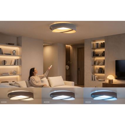 Dimmbare LED-Deckenleuchte SMART GALAXY MODERN LED/24W/230V 3000-6500K Ø 55 cm Grau/Silber + Fernbedienung
