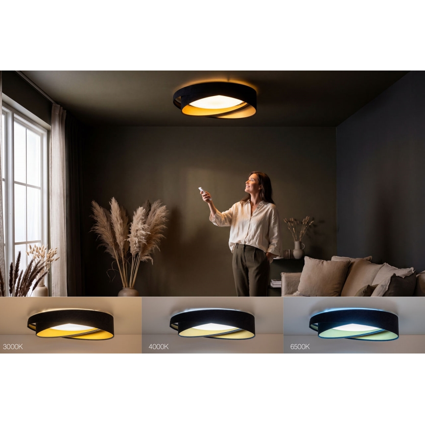LED-dimmbare Deckenleuchte SMART GALAXY MODERN LED/24W/230V 3000-6500K Ø 55 cm schwarz/gold + Fernbedienung