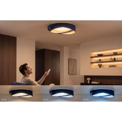 Dimmbare LED-Deckenleuchte SMART GALAXY MODERN LED/24W/230V 3000–6500K Ø 55 cm blau/silber + Fernbedienung