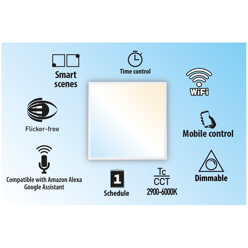 LED Dimmbare Einbauplatte LIBRA LED/40W/230V 2900-6000K Wi-Fi Tuya