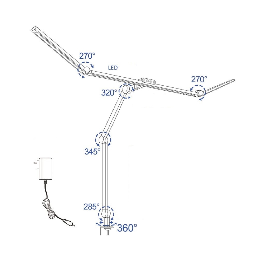 LED dimmbare, berührungsaktivierte flexible Tischlampe POINTIQ LED/36W/230V 3000-6500K CRI 92 Schwarz
