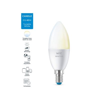 LED dimmbare Glühbirne C37 E14/4,9W/230V 2700-6500K CRI 90 Wi-Fi - WiZ