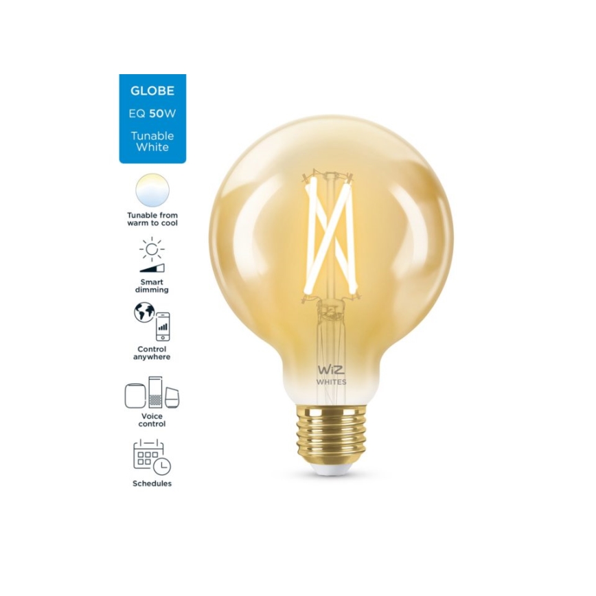 LED dimmbare Glühbirne VINTAGE FILAMENT G95 E27/6,7W/230V 2000-5000K CRI 90 Wi-Fi - WiZ