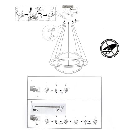 Leuchten Direkt 11526-55 - LED Dimmbare Hängeleuchte CIRCLE 1xLED/13,5W/230V + LED/19,5W + LED/24W