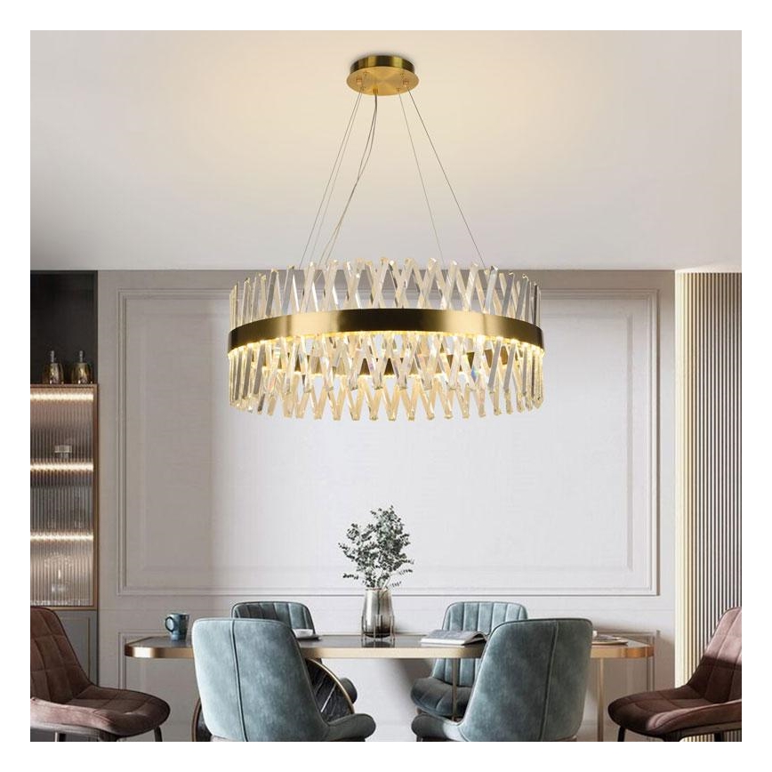 LED dimmbarer Kristall-Kronleuchter an Kabel LED/110W/230V 3000-6500K gold + Fernbedienung