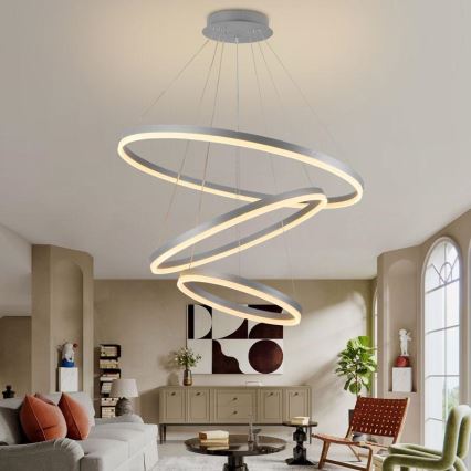 LED dimmbare Hängeleuchte an Seil LED/125W/230V 3000-6500K Ø 80 cm + Fernbedienung