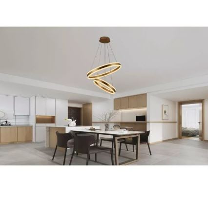 LED dimmbare Hängeleuchte an Seil LED/135W/230V 3000-6500K Ø 60 cm + Fernbedienung