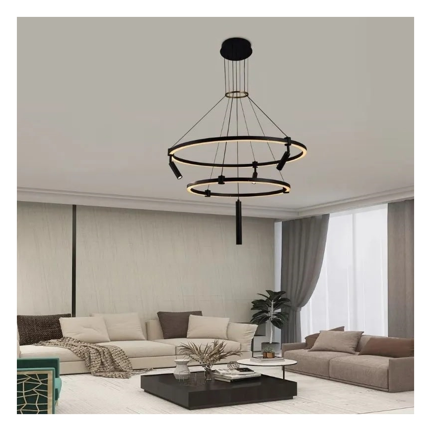 LED dimmbare Hängeleuchte an Seil LED/140W/230V 3000-6500K + Fernbedienung