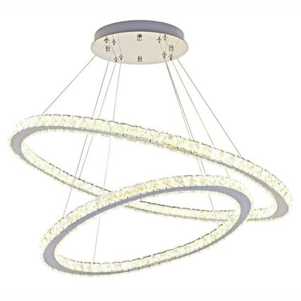 LED dimmbarer Kristall-Kronleuchter an Kabel LED/160W/230V 3000-6500K Silber + Fernbedienung