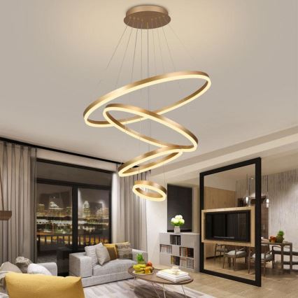 LED dimmbare Hängeleuchte an Seil LED/165W/230V 3000-6500K Ø 80 cm + Fernbedienung