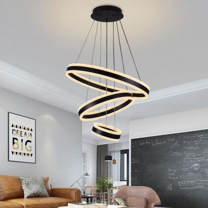 LED dimmbare Hängeleuchte an Seil LED/165W/230V 3000-6500K Ø 60 cm + Fernbedienung