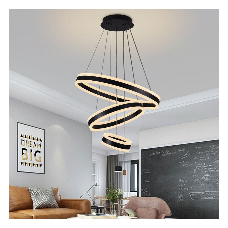 LED dimmbare Hängeleuchte an Seil LED/165W/230V 3000-6500K Ø 60 cm + Fernbedienung