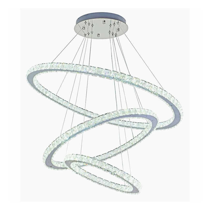 LED dimmbarer Kristall-Kronleuchter an Kabel LED/210W/230V 3000-6500K Silber + Fernbedienung