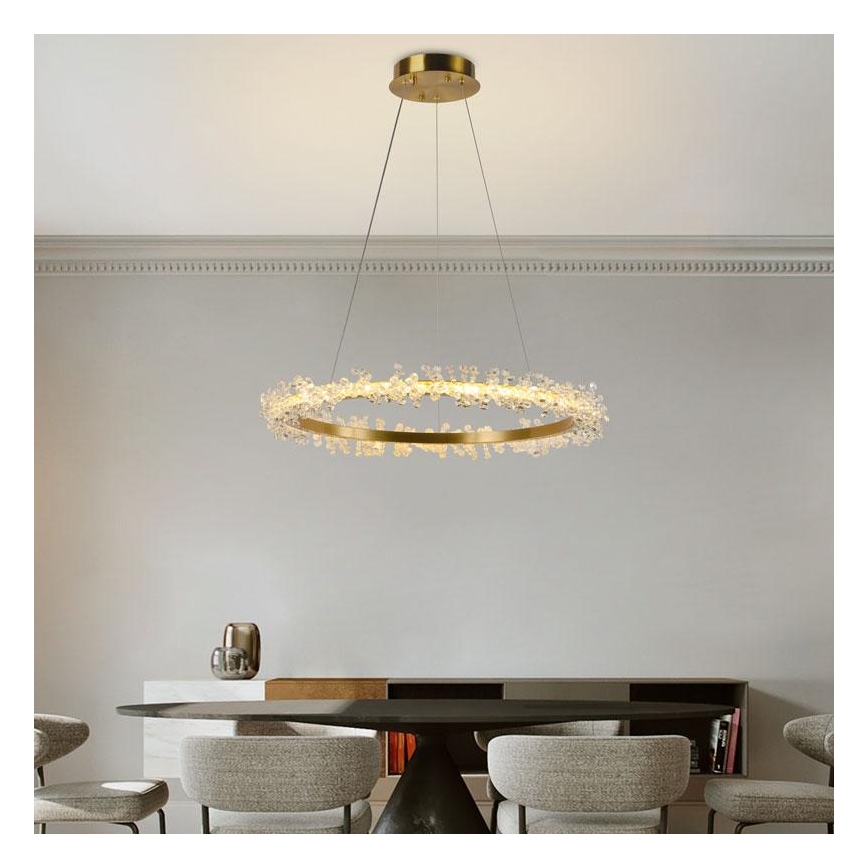 LED dimmbarer Kristall-Kronleuchter an Kabel LED/40W/230V 3000-6500K gold + Fernbedienung