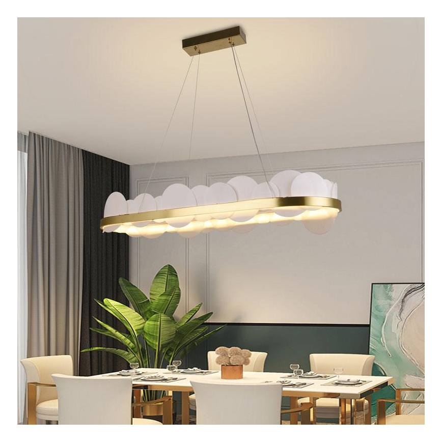 LED dimmbare Hängeleuchte an Seil LED/50W/230V 3000-6500K gold + Fernbedienung