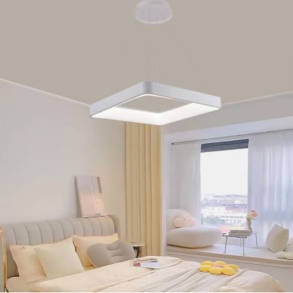 LED dimmbare Hängeleuchte an Seil LED/55W/230V 3000-6500K Weiß + Fernbedienung