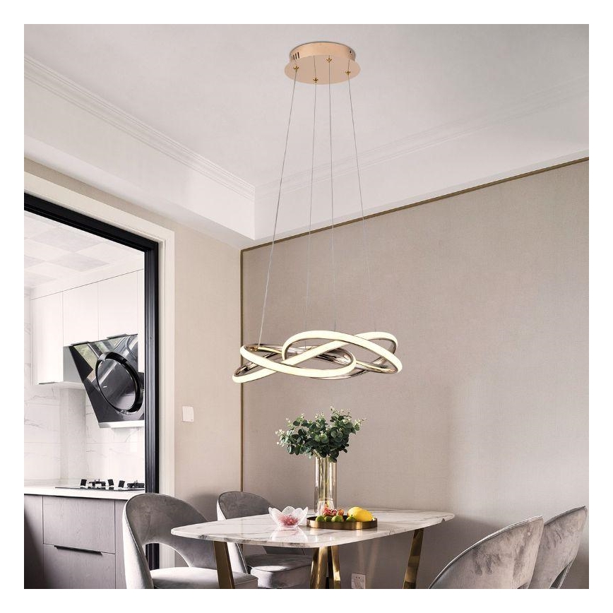 LED dimmbare Hängeleuchte an Seil LED/65W/230V 3000-6500K Ø 48 cm goldfarben + Fernbedienung