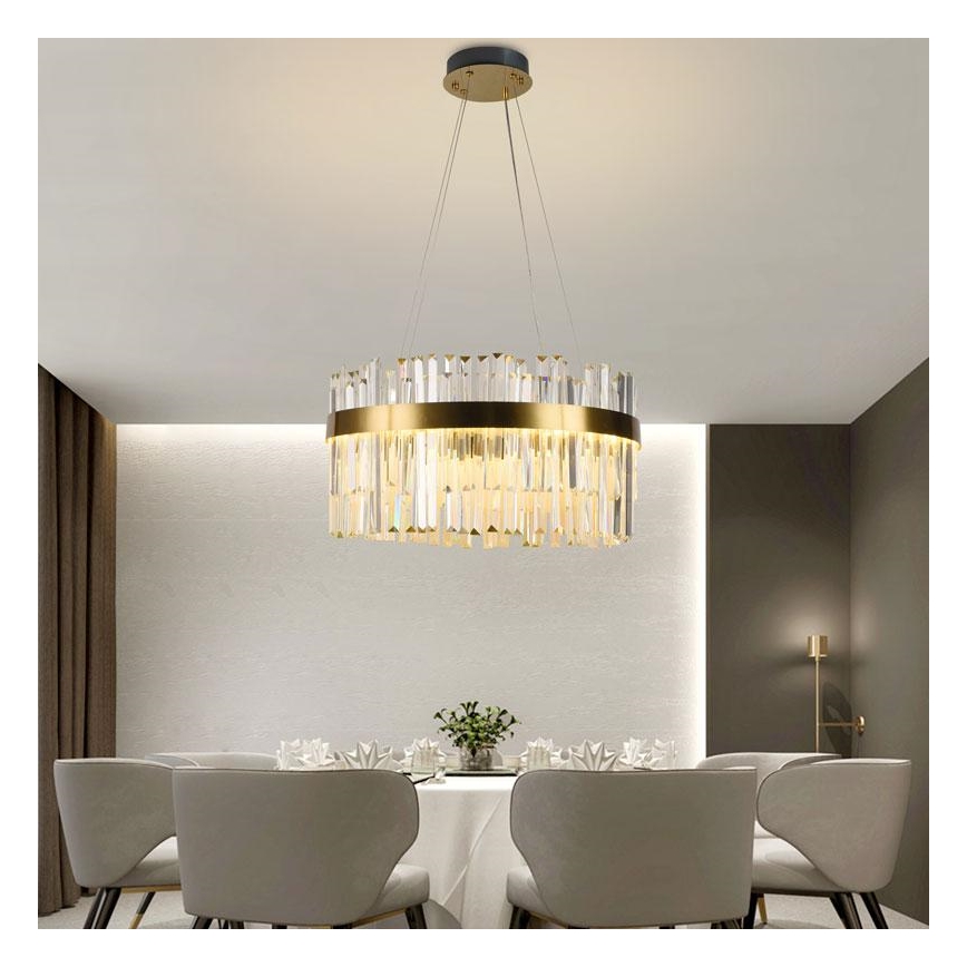 LED dimmbarer Kristall-Kronleuchter an Kabel LED/70W/230V 3000-6500K goldfarben + Fernbedienung