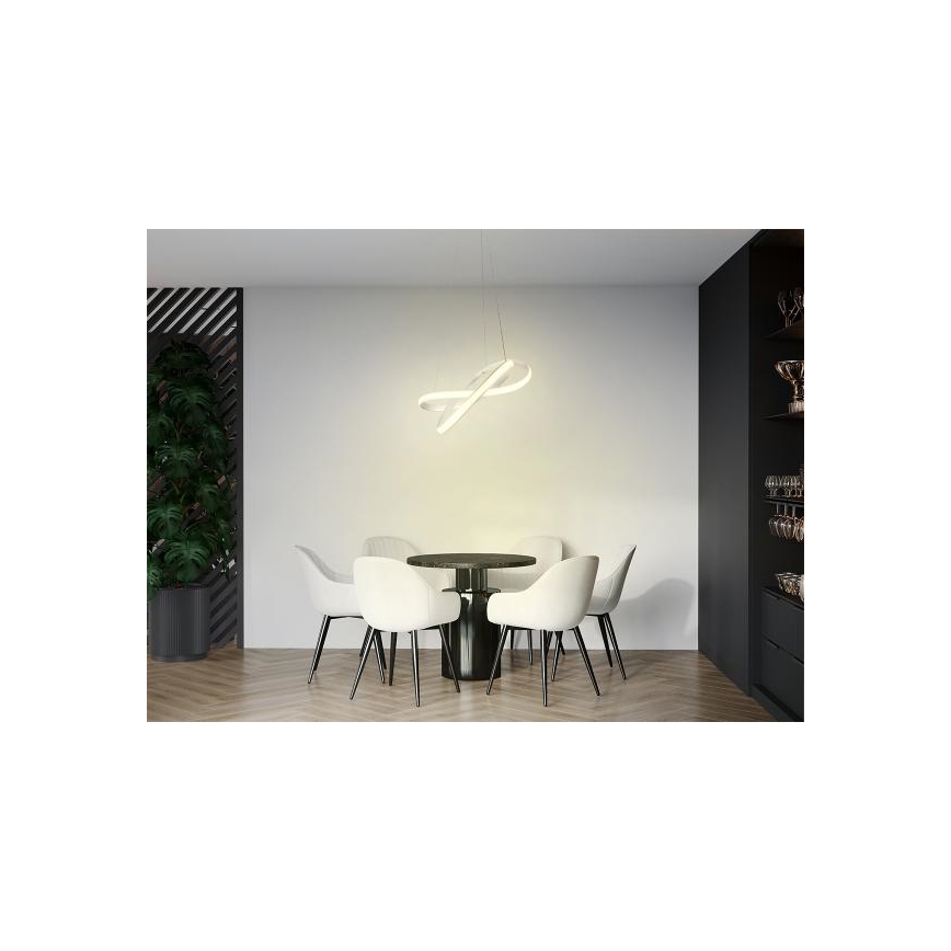 LED dimmbare Hängeleuchte an Kabel LED/70W/230V 3000-6500K Ø 55 cm weiß + Fernbedienung