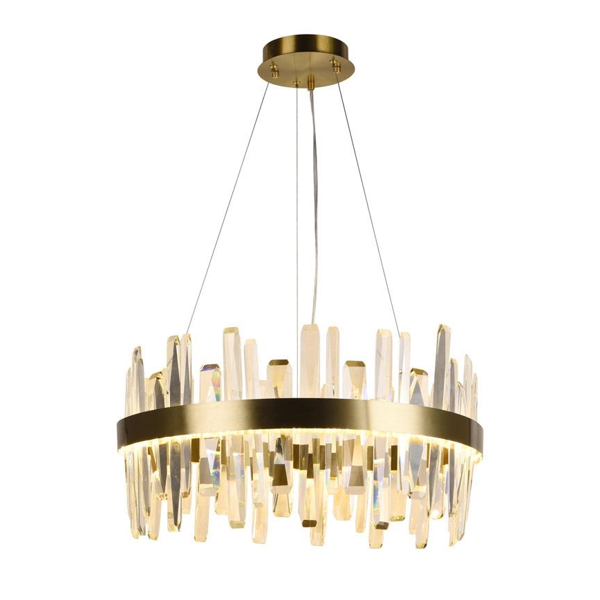 LED dimmbarer Kristall-Pendelleuchter an Kabel LED/80W/230V 3000-6500K gold + Fernbedienung