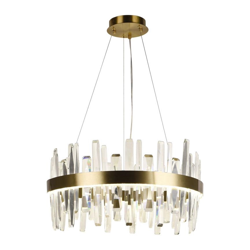 LED dimmbarer Kristall-Pendelleuchter an Kabel LED/80W/230V 3000-6500K gold + Fernbedienung