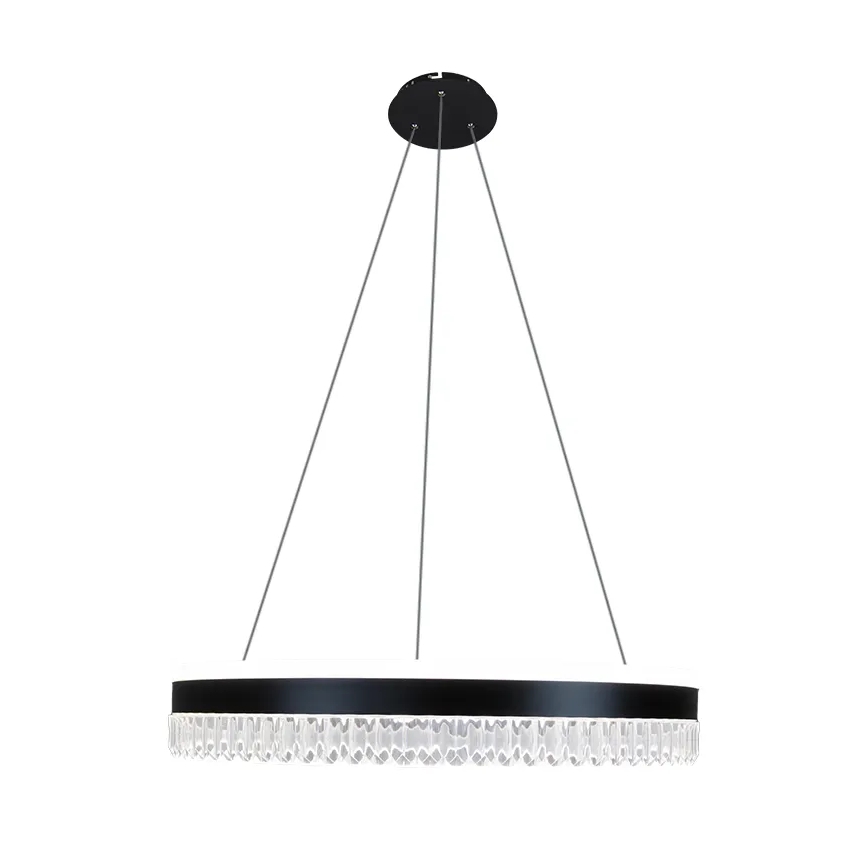 LED dimmbarer Kristall-Pendelleuchter an Kabel LED/80W/230V 3000-6500K Schwarz + Fernbedienung