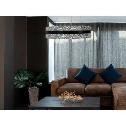 LED dimmbarer Kristall-Pendelleuchter an Kabel LED/80W/230V 3000-6500K Schwarz + Fernbedienung