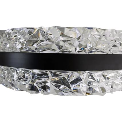 LED dimmbarer Kristall-Pendelleuchter an Kabel LED/80W/230V 3000-6500K Schwarz + Fernbedienung