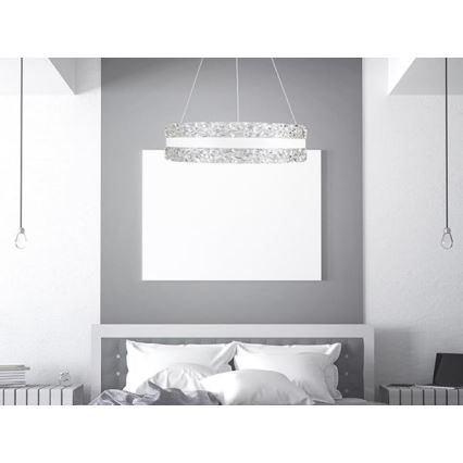 LED dimmbarer Kristall-Kronleuchter an Kabel LED/80W/230V 3000-6500K Weiß + Fernbedienung