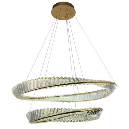 LED dimmbarer Kristall-Pendelleuchter an Seil LED/90W/230V 3000-6500K Gold/Chrom + Fernbedienung